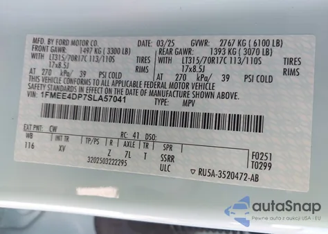 2025 Ford Bronco Heritage Edition из США, поврежденный, VIN 1FMEE4DP7SLA57041